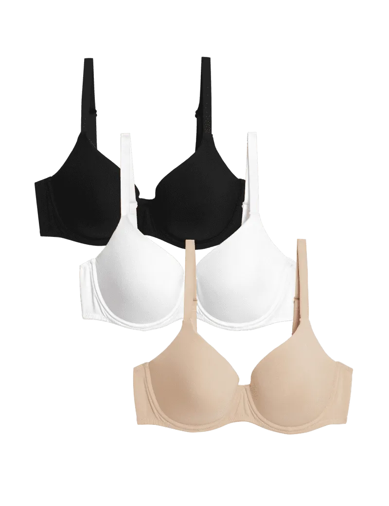 3pk Wired Full Cup T-Shirt Bras A-E