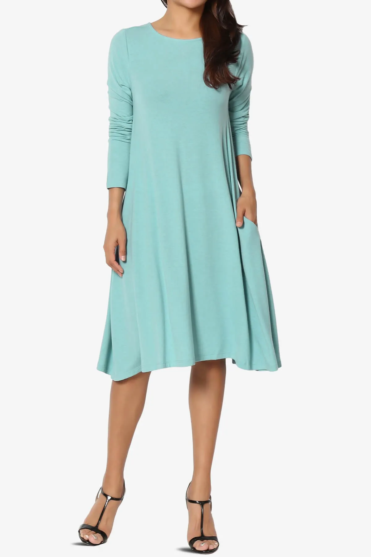Allie Long Sleeve Jersey A-Line Dress PLUS