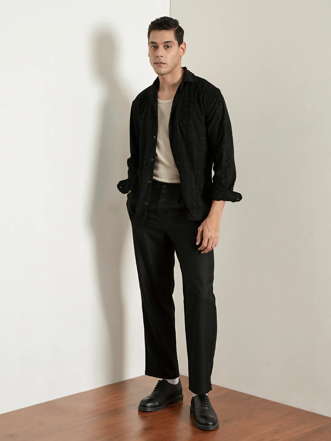 Black Self-Embroided Shirt