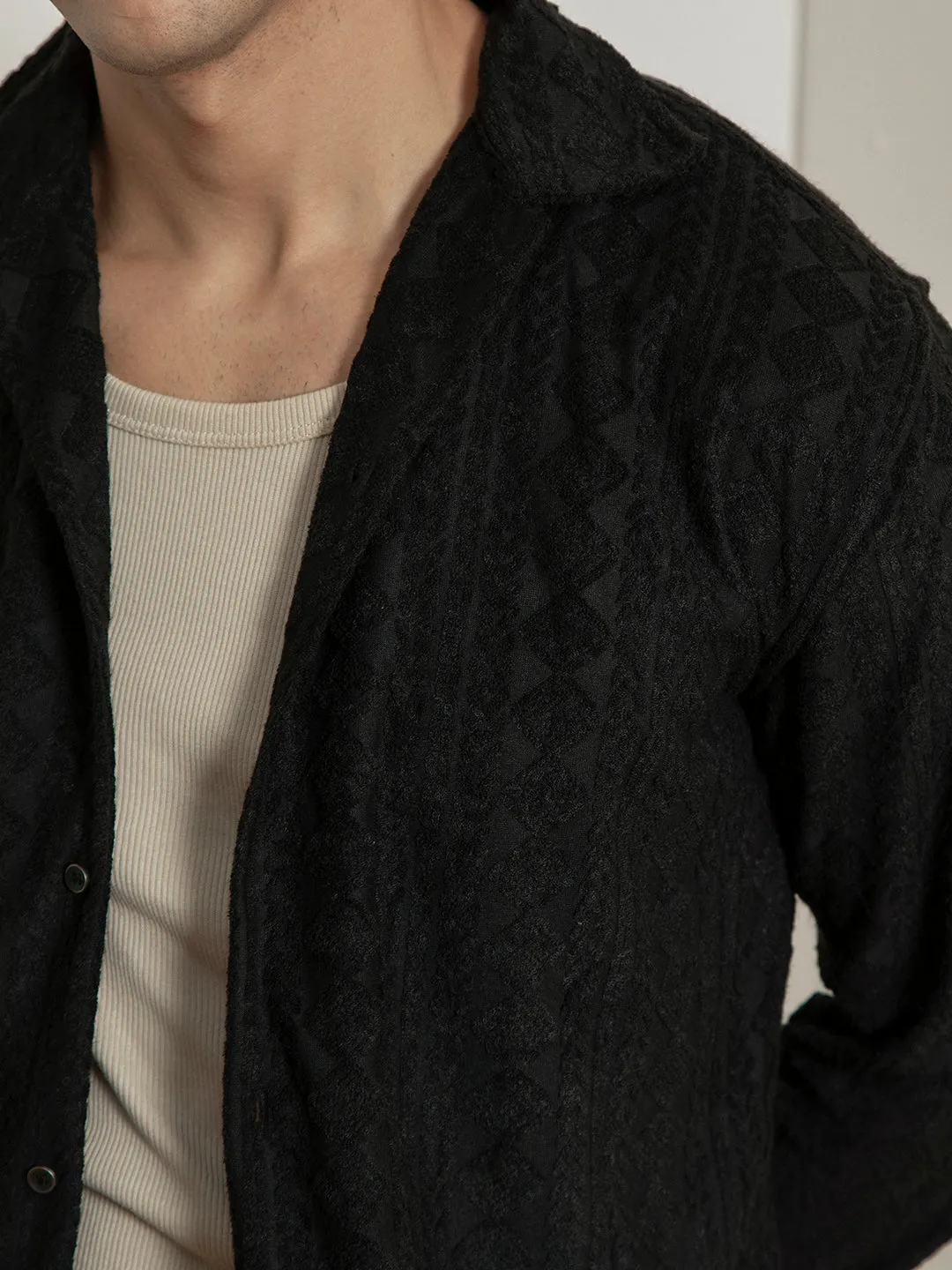 Black Self-Embroided Shirt