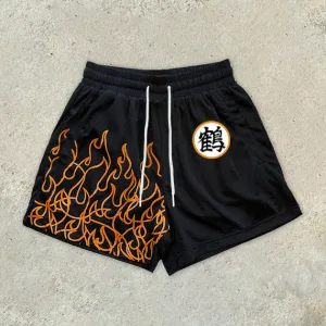 Crane word casual flame print shorts