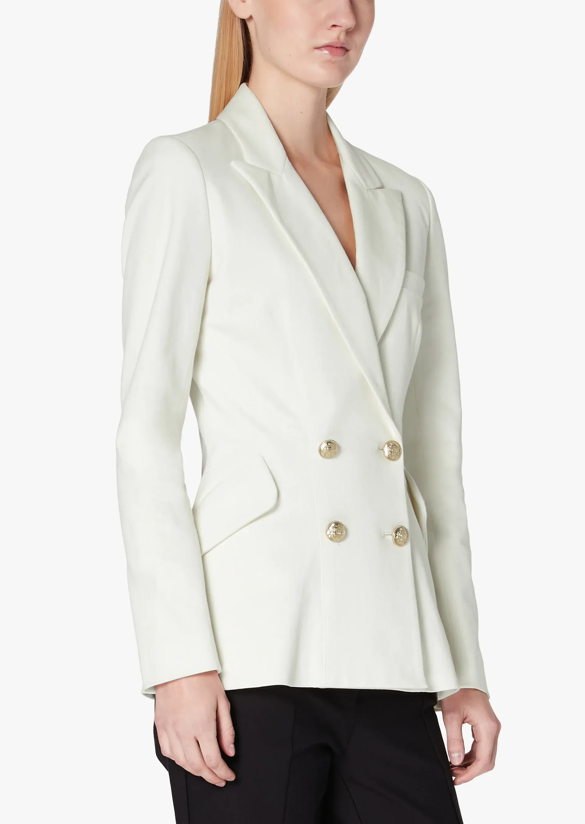 Derek Lam 10 Crosby - Rodeo Double Breasted Blazer w/ Sailor Buttons in Soft White