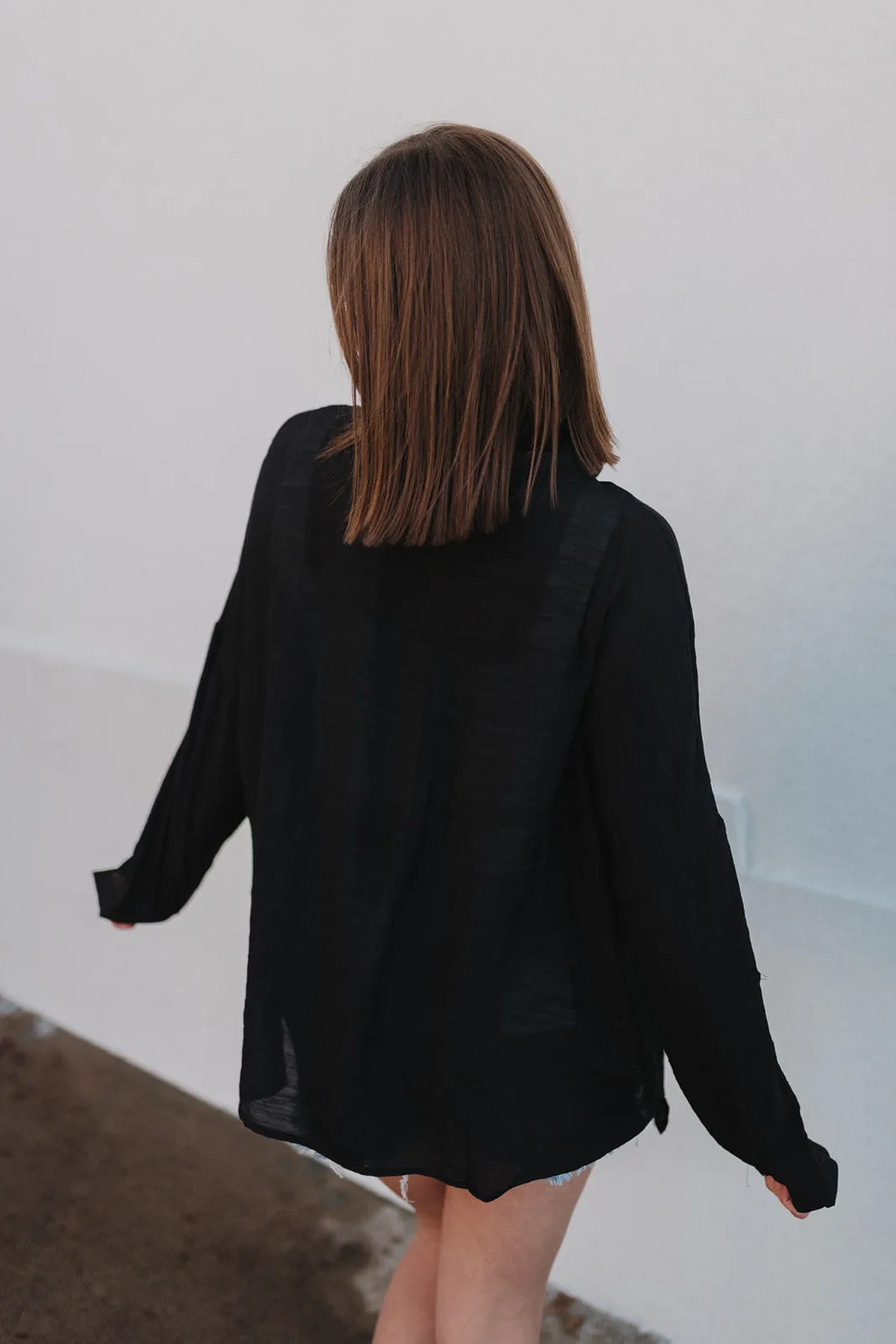 Easy Going Black Button Down Top