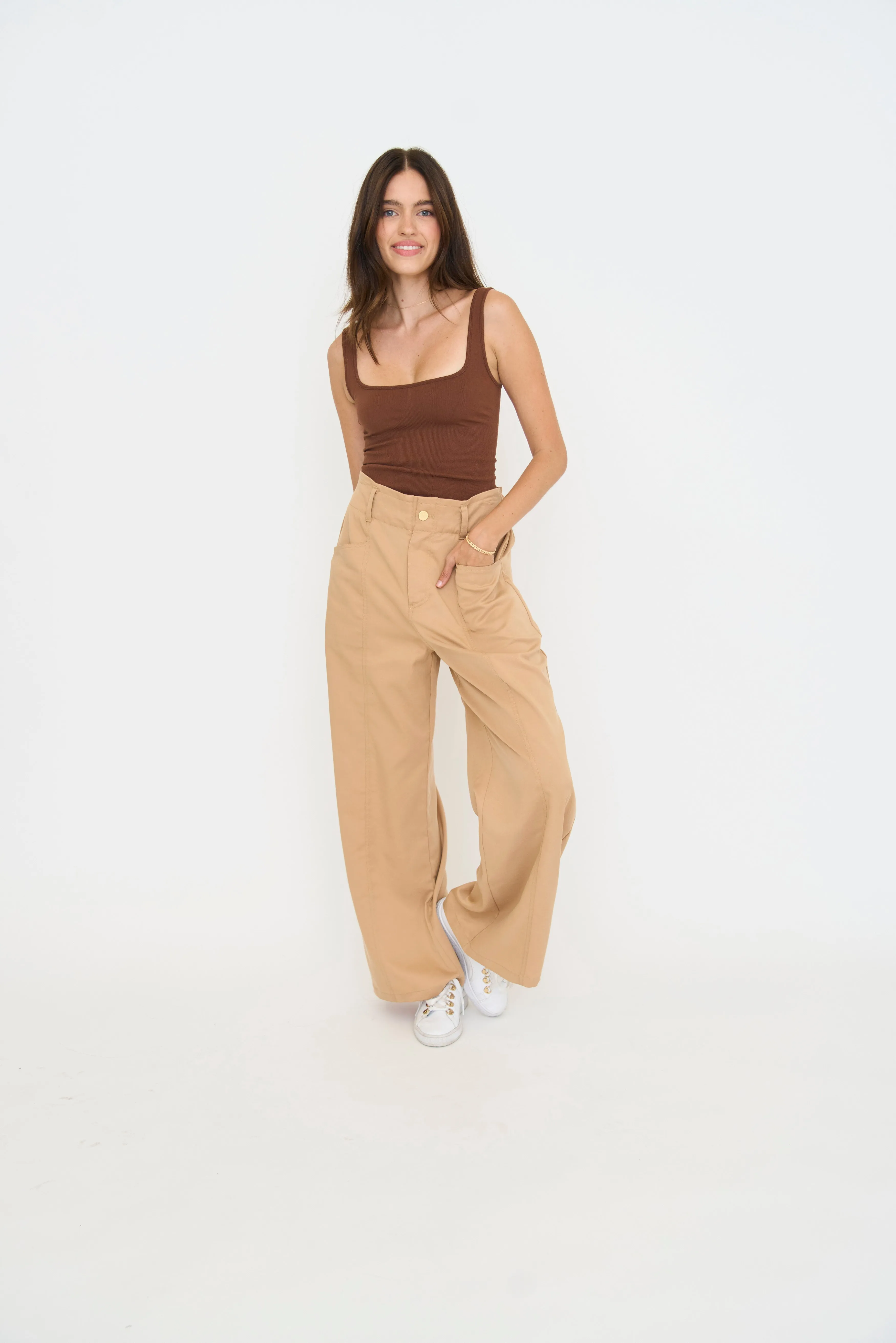FOREIGN FARE PaperChic Pants - Desert Tan