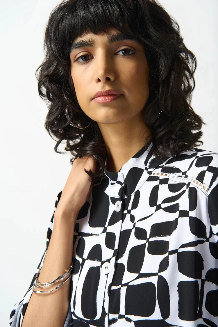 Joseph Ribkoff Geometric Print Trapeze Blouse