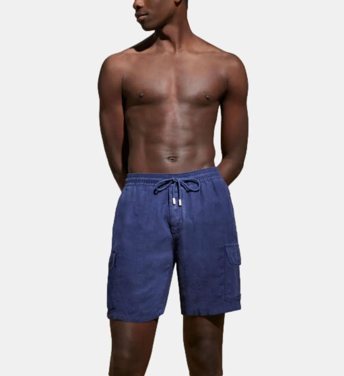 Linen Bermuda Shorts Cargo Pockets