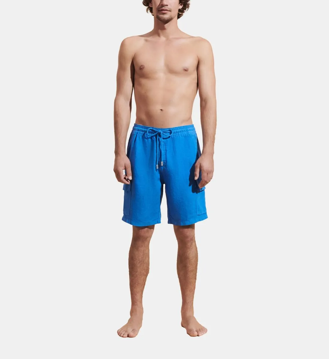 Linen Bermuda Shorts Cargo Pockets
