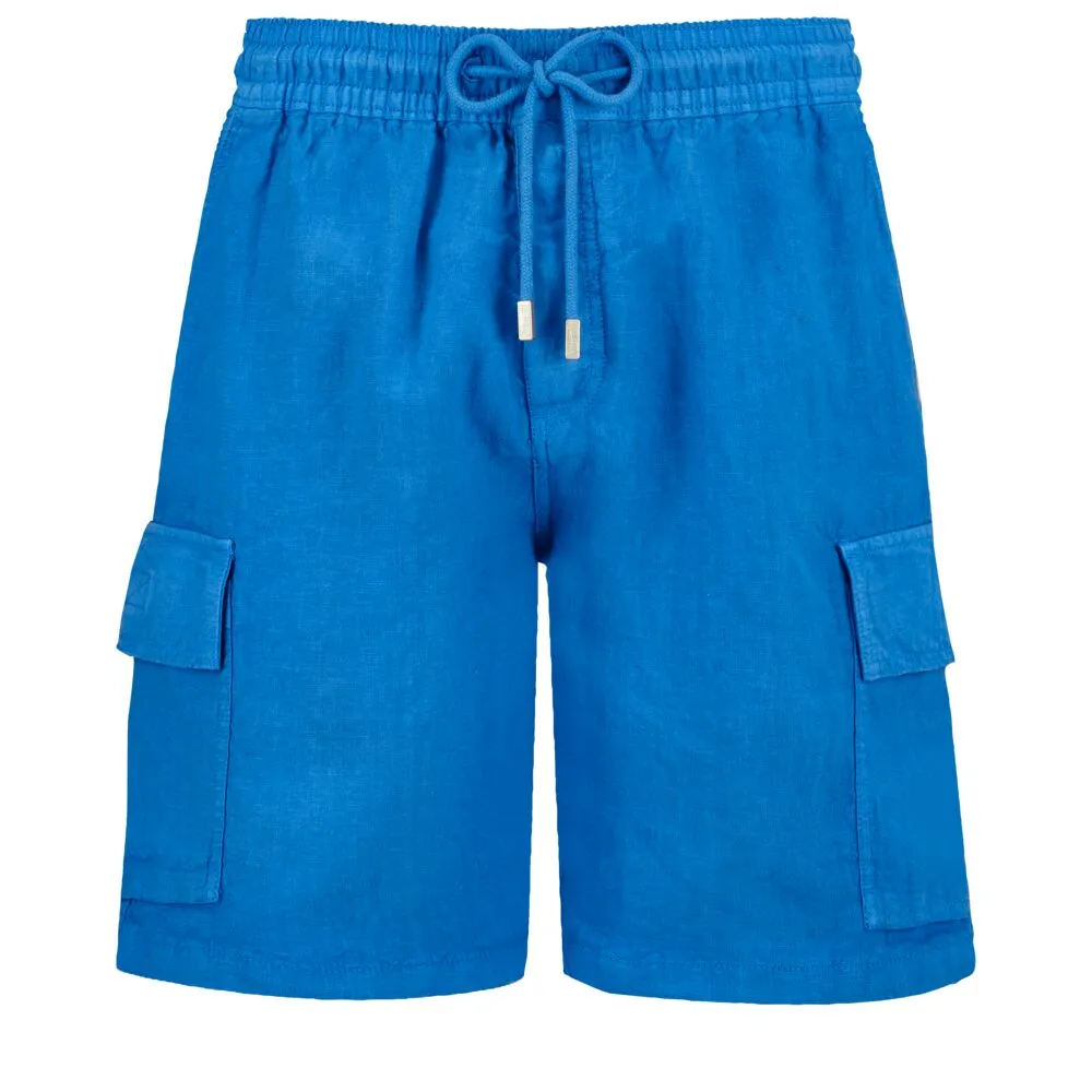 Linen Bermuda Shorts Cargo Pockets