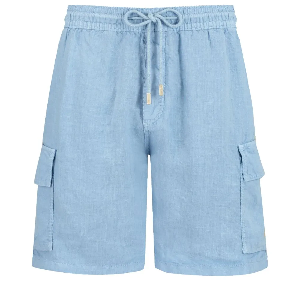 Linen Bermuda Shorts Cargo Pockets