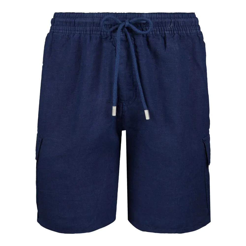 Linen Bermuda Shorts Cargo Pockets