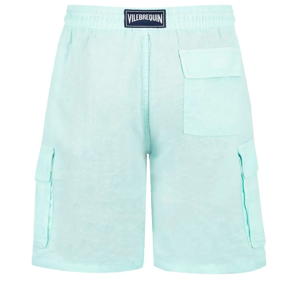 Linen Bermuda Shorts Cargo Pockets