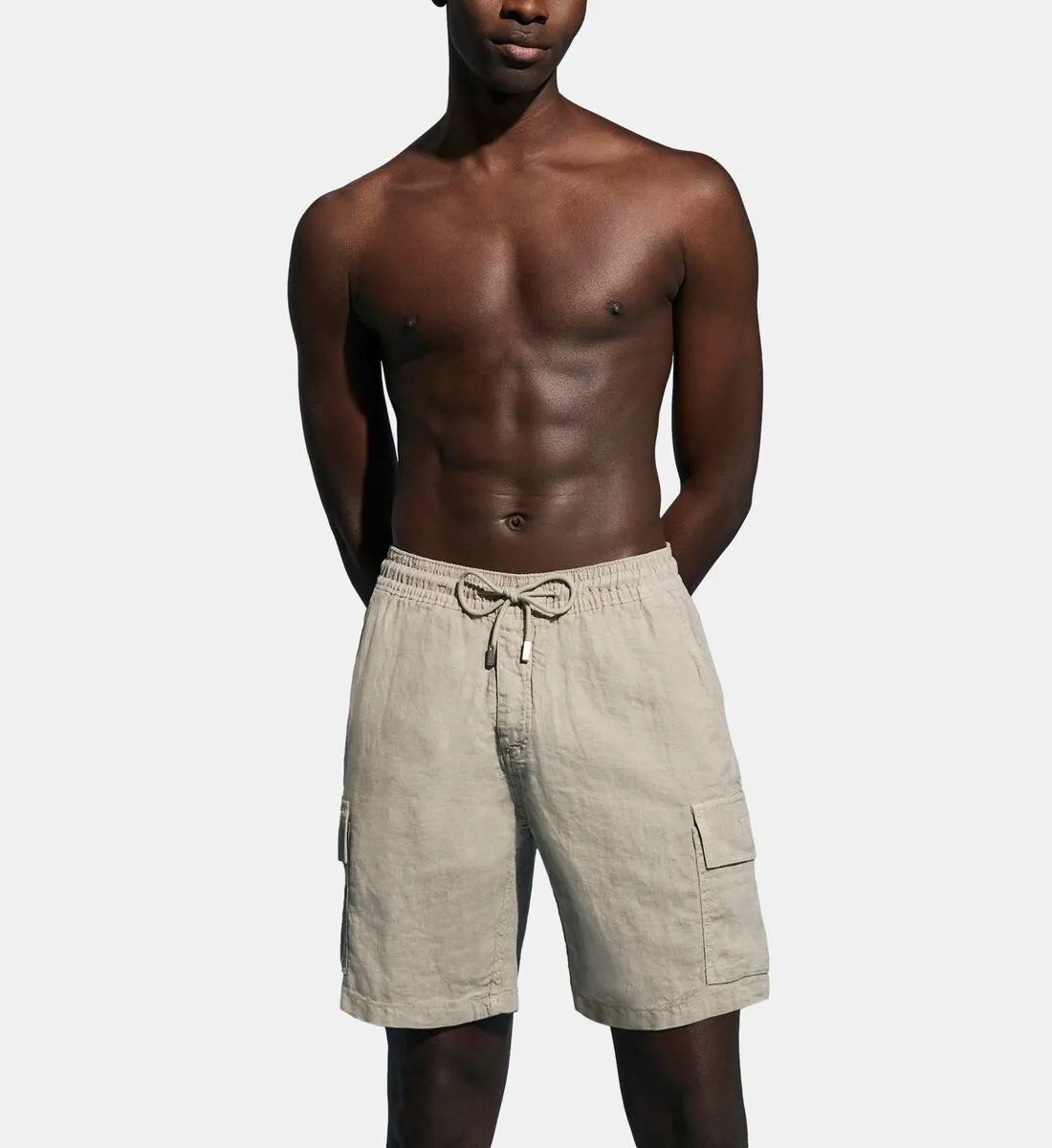Linen Bermuda Shorts Cargo Pockets