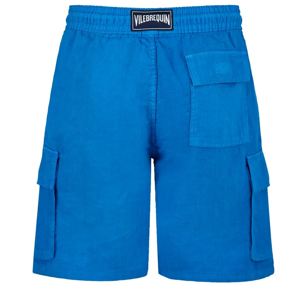 Linen Bermuda Shorts Cargo Pockets
