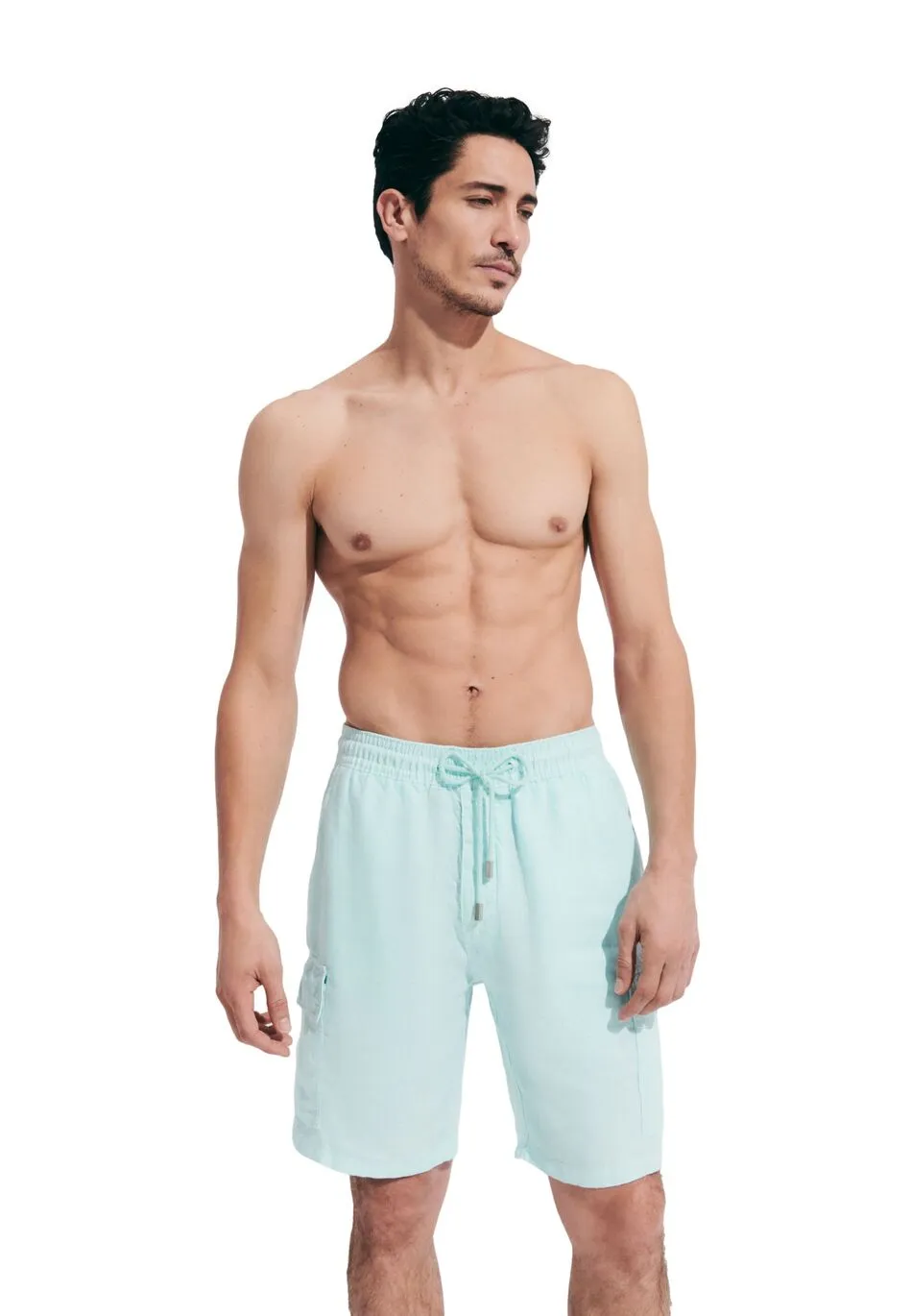Linen Bermuda Shorts Cargo Pockets