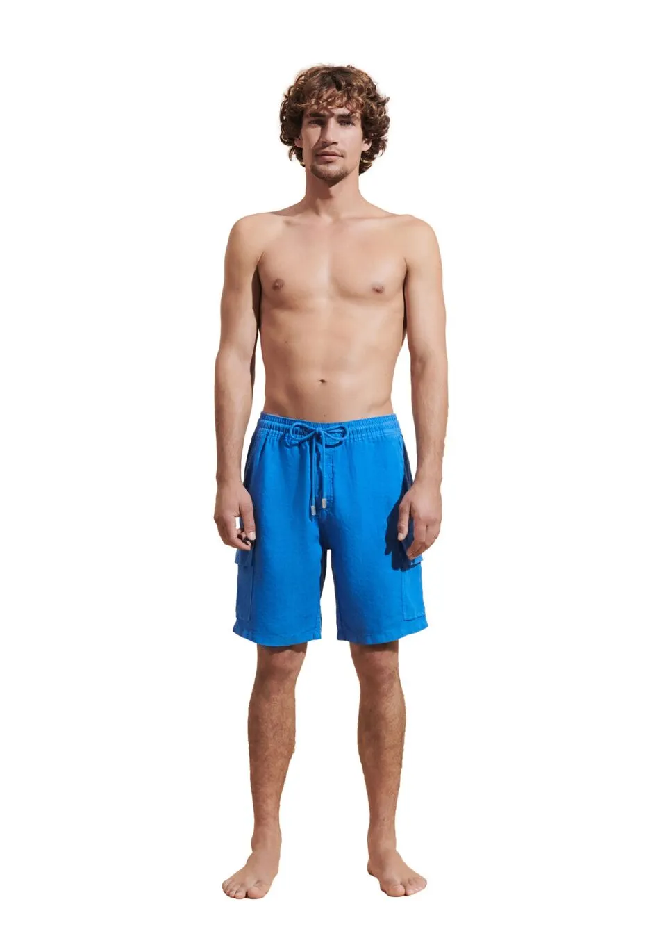 Linen Bermuda Shorts Cargo Pockets