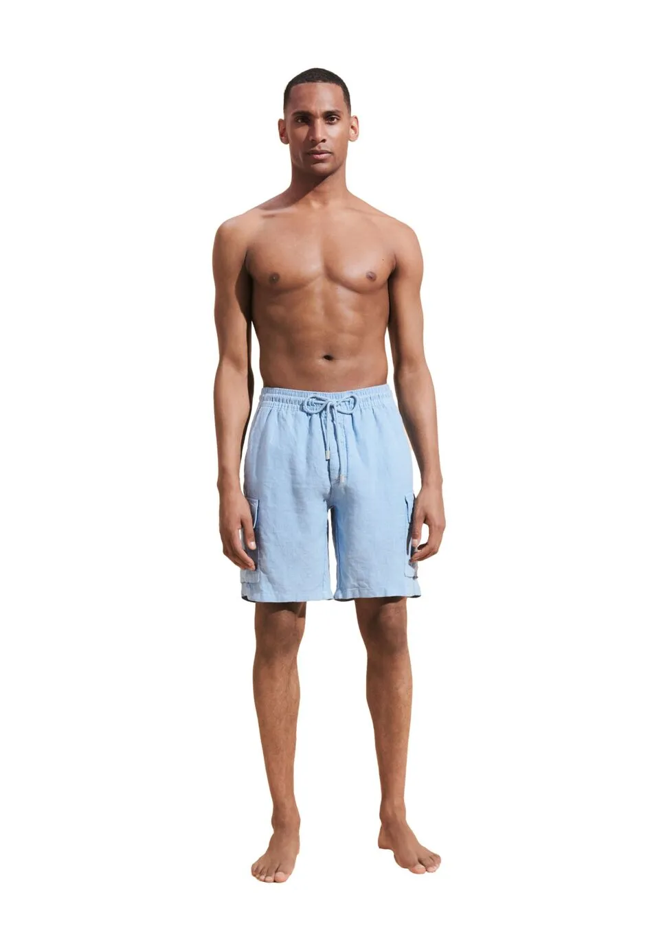 Linen Bermuda Shorts Cargo Pockets