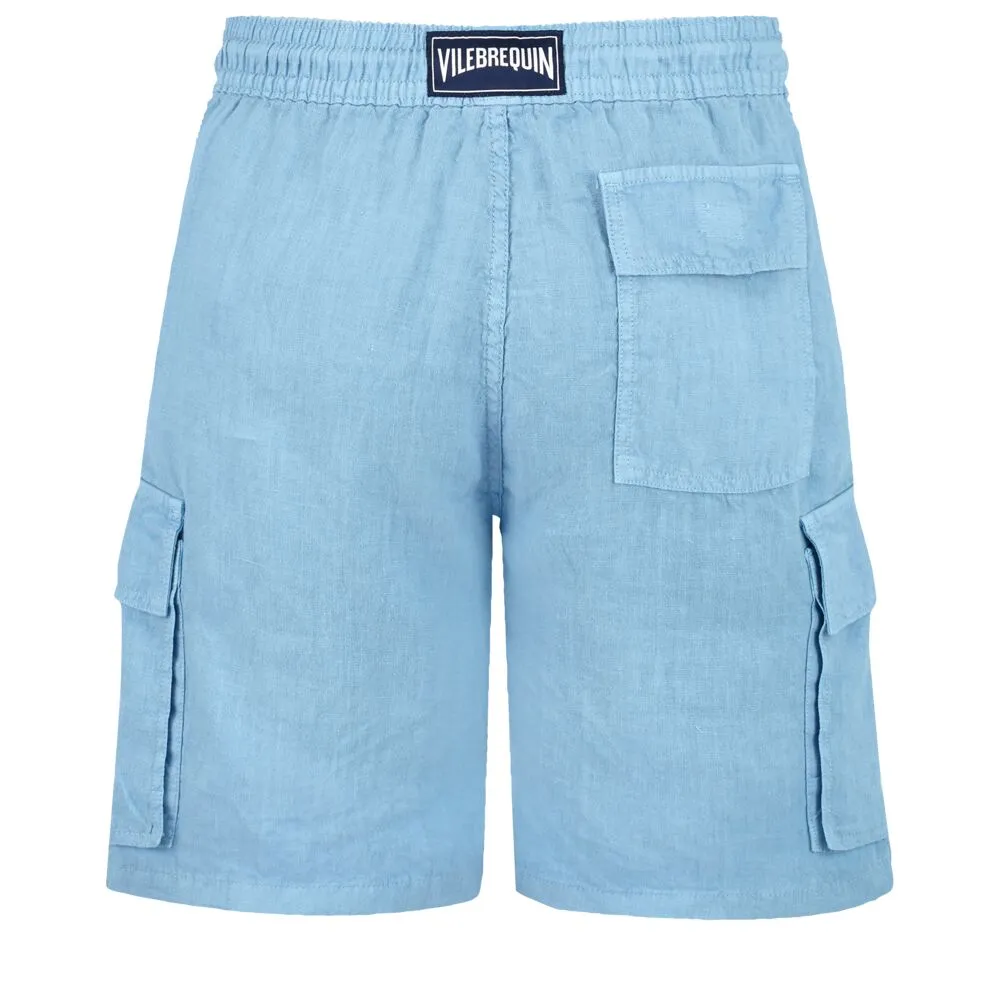 Linen Bermuda Shorts Cargo Pockets