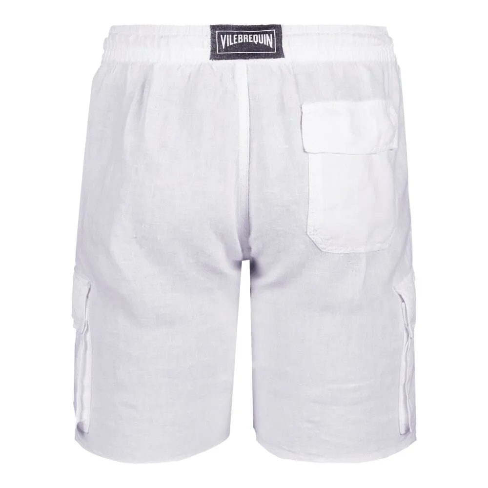 Linen Bermuda Shorts Cargo Pockets