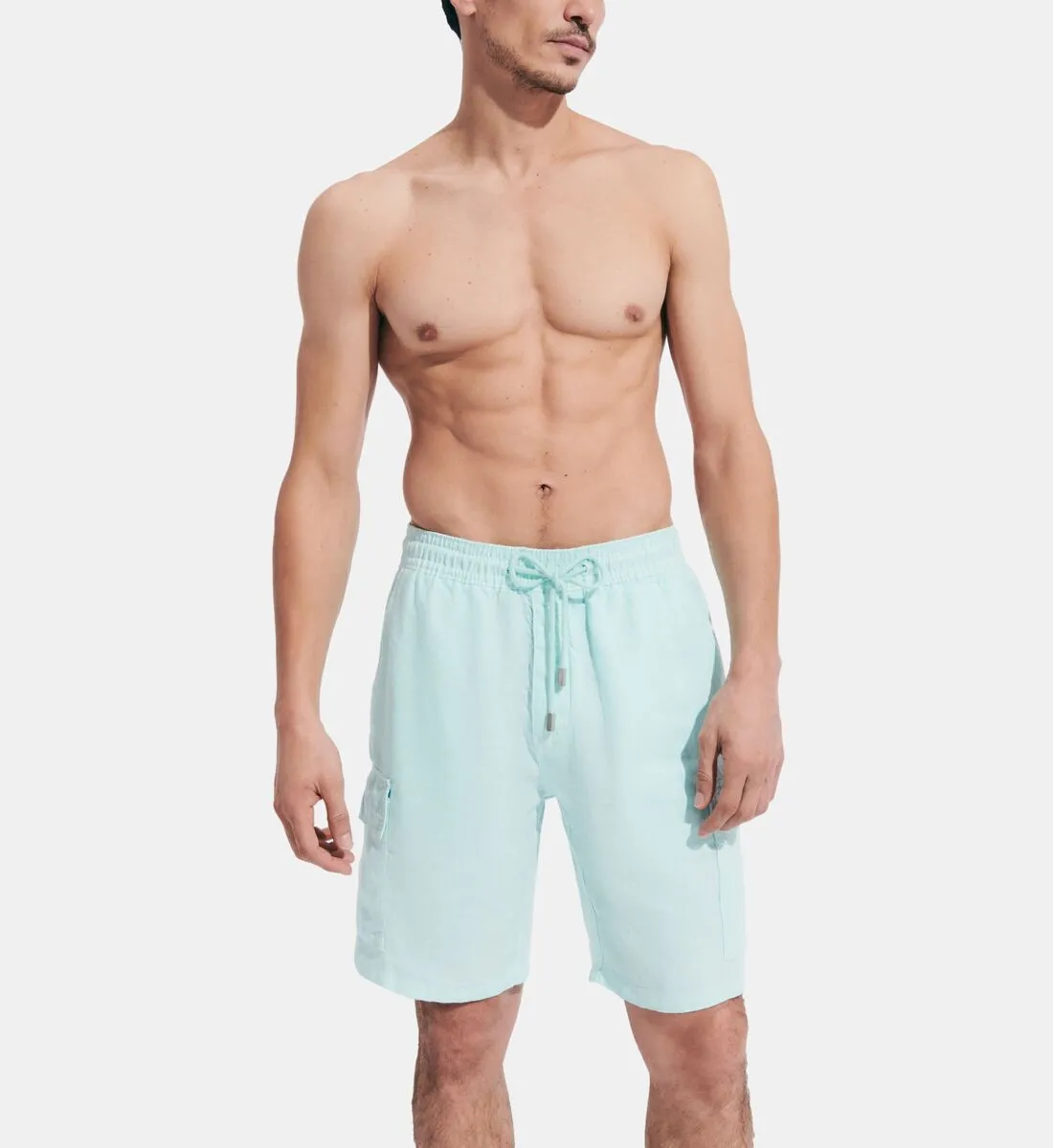 Linen Bermuda Shorts Cargo Pockets