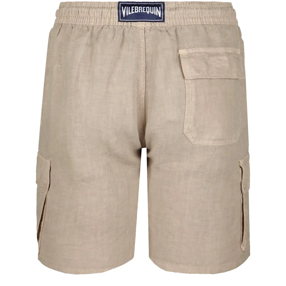 Linen Bermuda Shorts Cargo Pockets