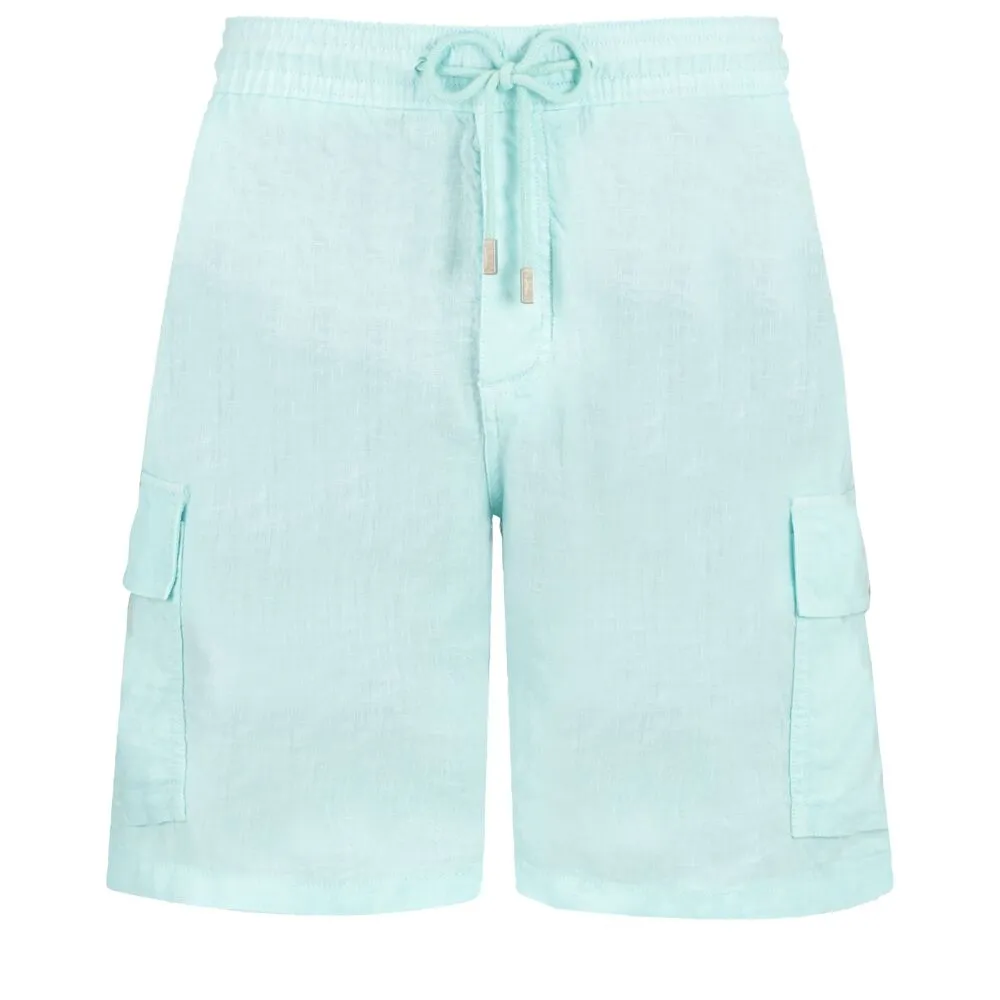 Linen Bermuda Shorts Cargo Pockets
