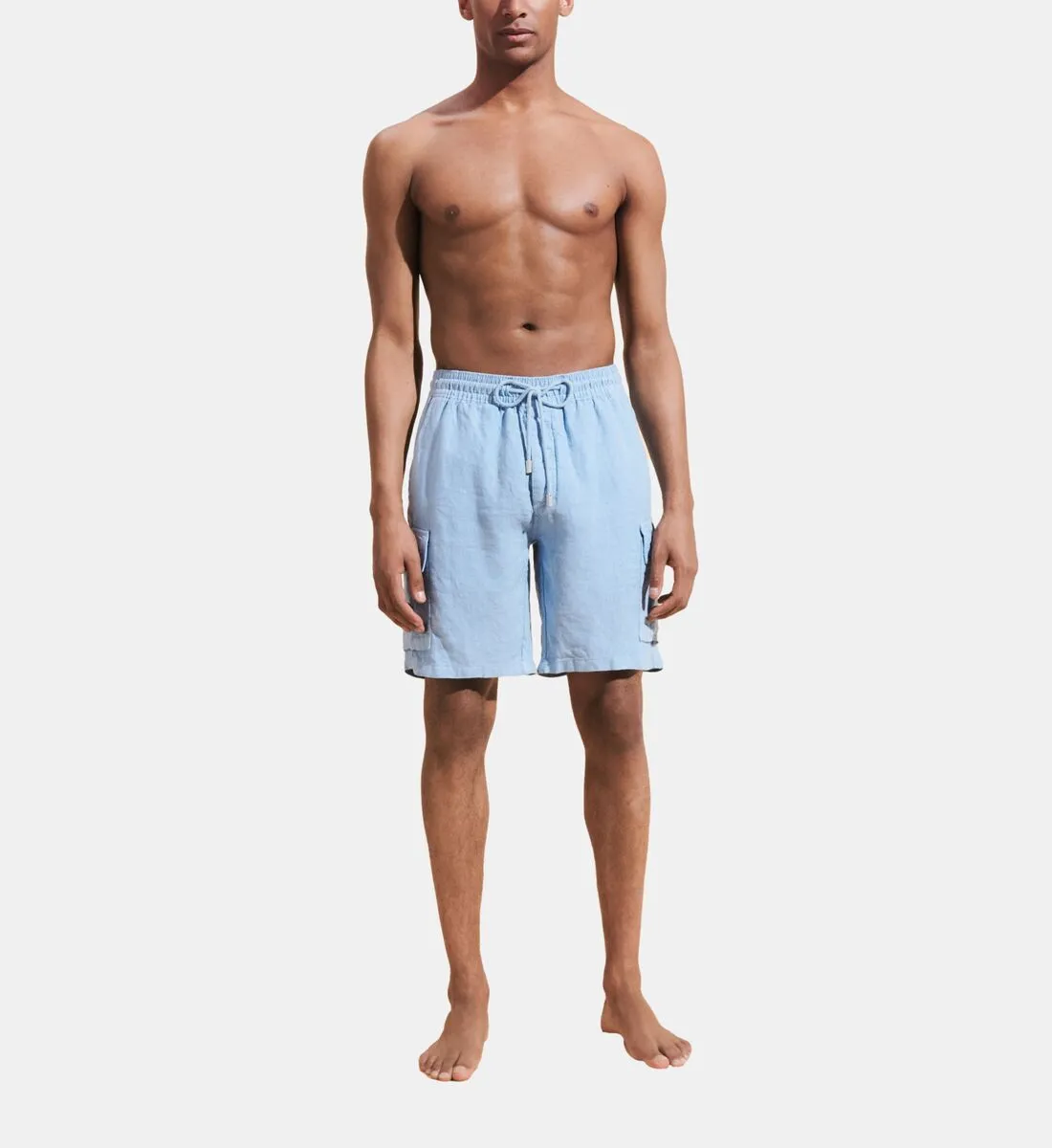 Linen Bermuda Shorts Cargo Pockets