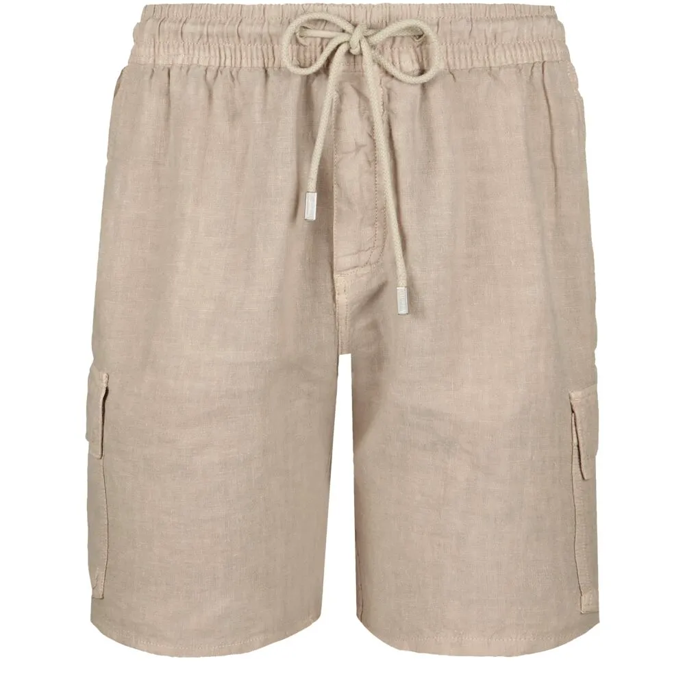 Linen Bermuda Shorts Cargo Pockets