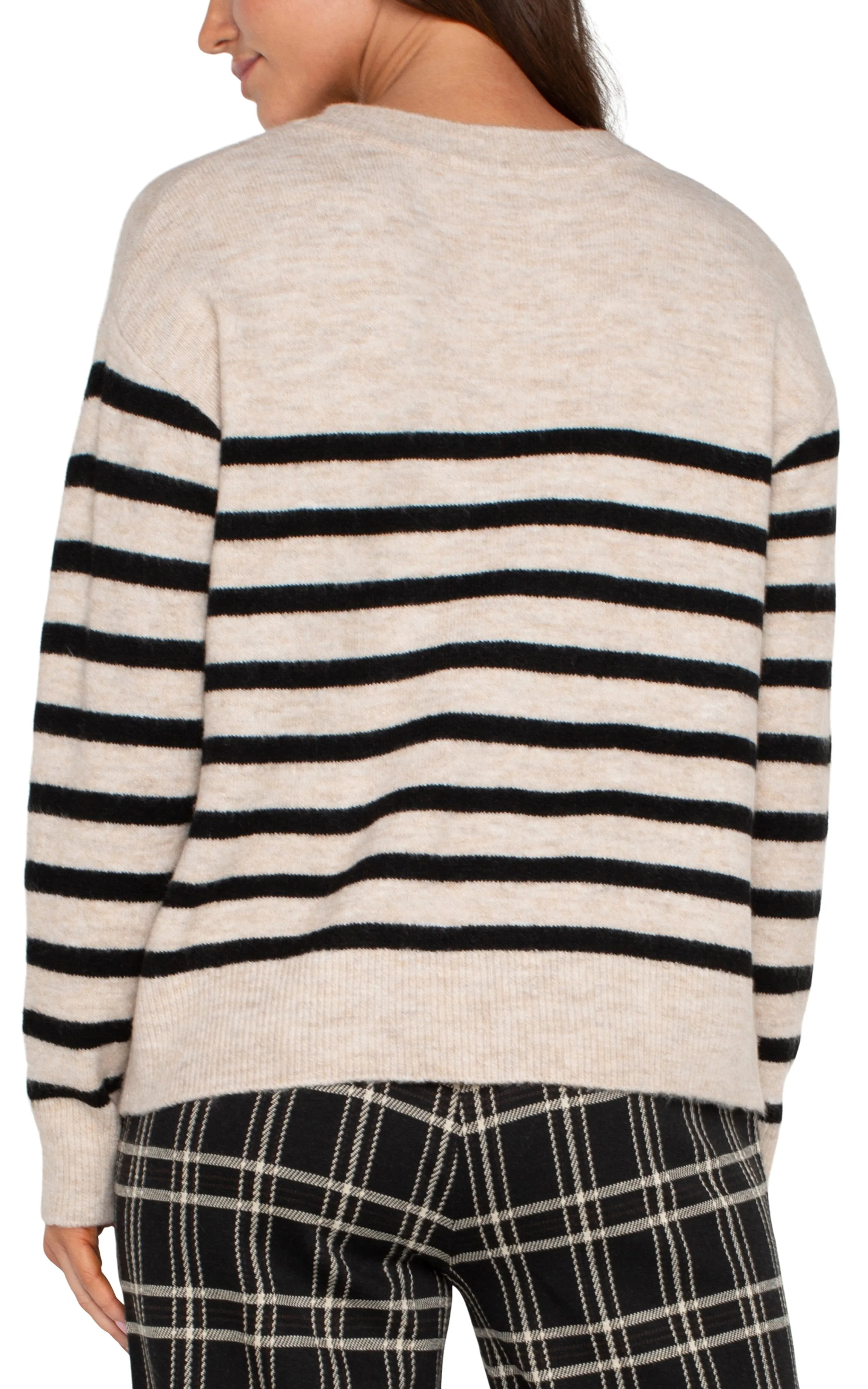 LONG SLEEVE CREW NECK DROP SHOULDER SWEATER