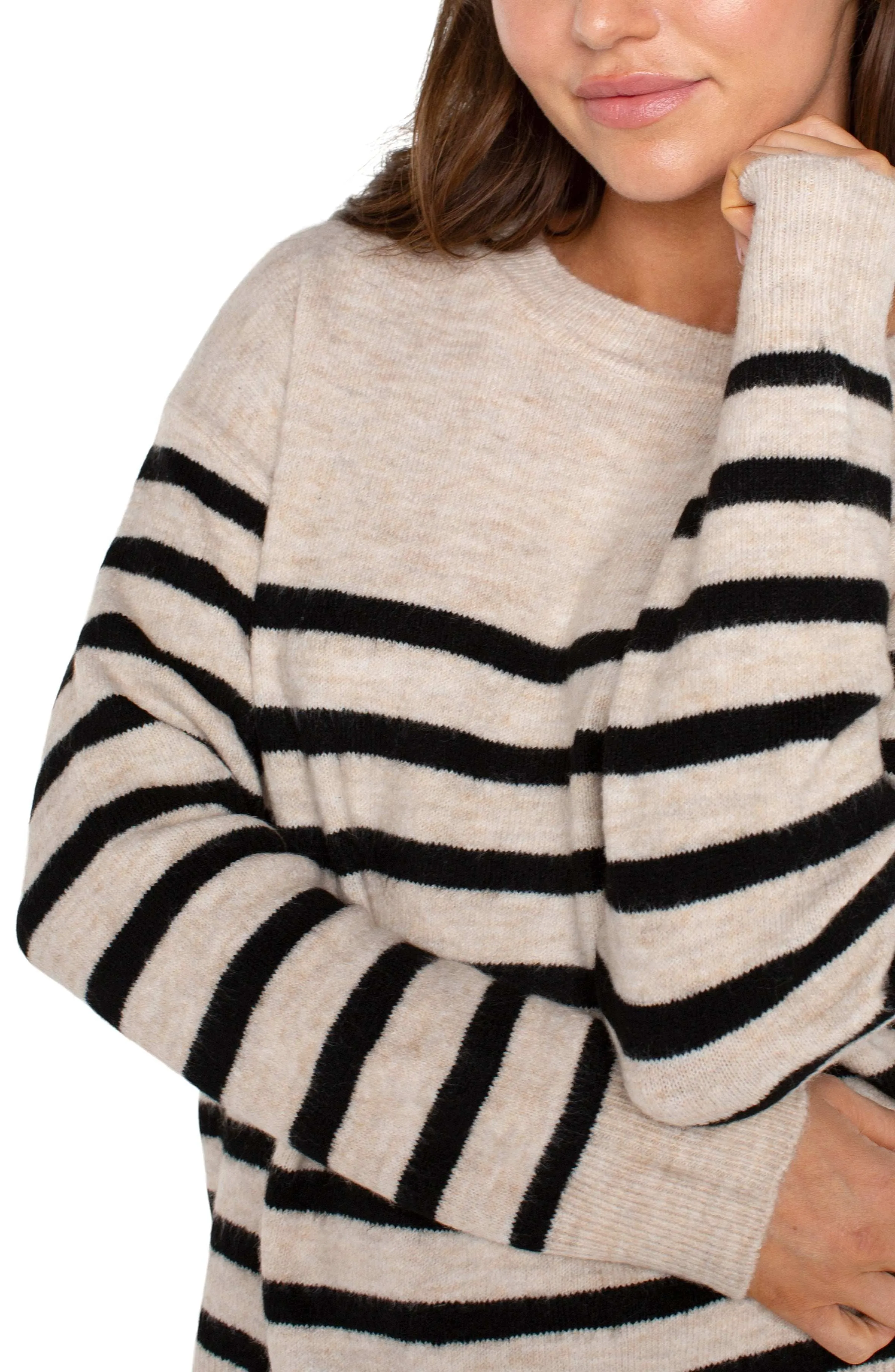 LONG SLEEVE CREW NECK DROP SHOULDER SWEATER