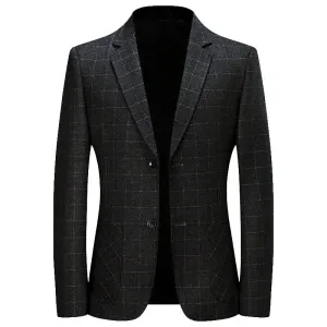 Men Black Plaid Blazers Jackets New Spring Autumn Male Business Casual Suits Coats Man Slim Fit Blazers Jackets Coats Size 4XL