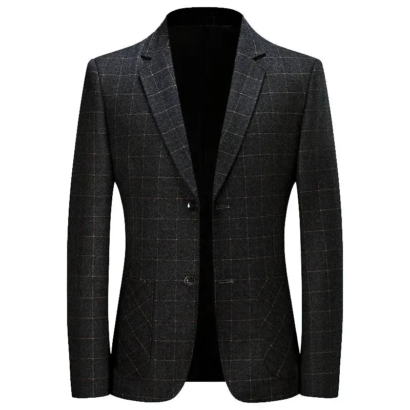 Men Black Plaid Blazers Jackets New Spring Autumn Male Business Casual Suits Coats Man Slim Fit Blazers Jackets Coats Size 4XL