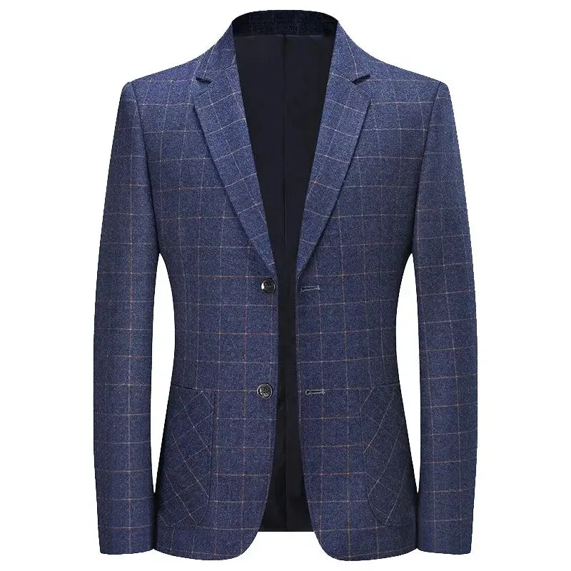Men Black Plaid Blazers Jackets New Spring Autumn Male Business Casual Suits Coats Man Slim Fit Blazers Jackets Coats Size 4XL