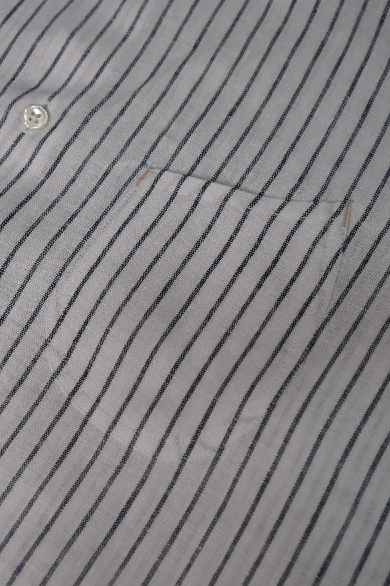 Navy Stripe Linen Button-down Shirt