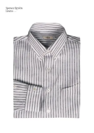 Navy Stripe Linen Button-down Shirt
