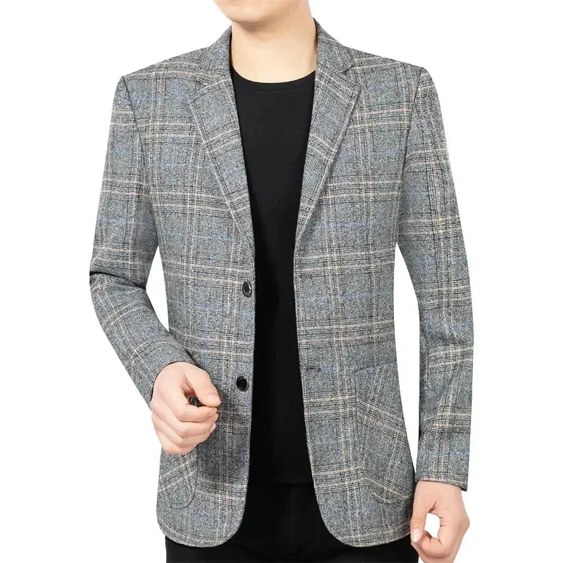 New Spring Autumn Men Plaid Business Blazers Jackets Casual Suits Coats High Quality Male Slim Blazers Coats Men's Clothing 4XL