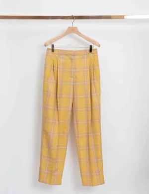Plaid Jacquard Straight Leg Trouser