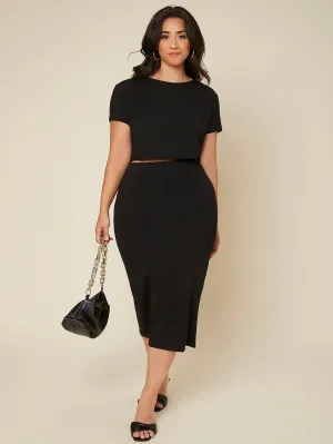 Plain Midi Plus Size Skirt