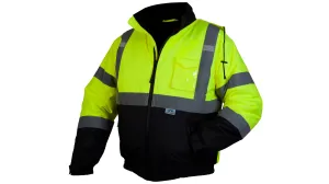 Pyramex RJ3210- Class 3,Type R: Hi Viz Lime Bomber Jacket With Quilted Lining