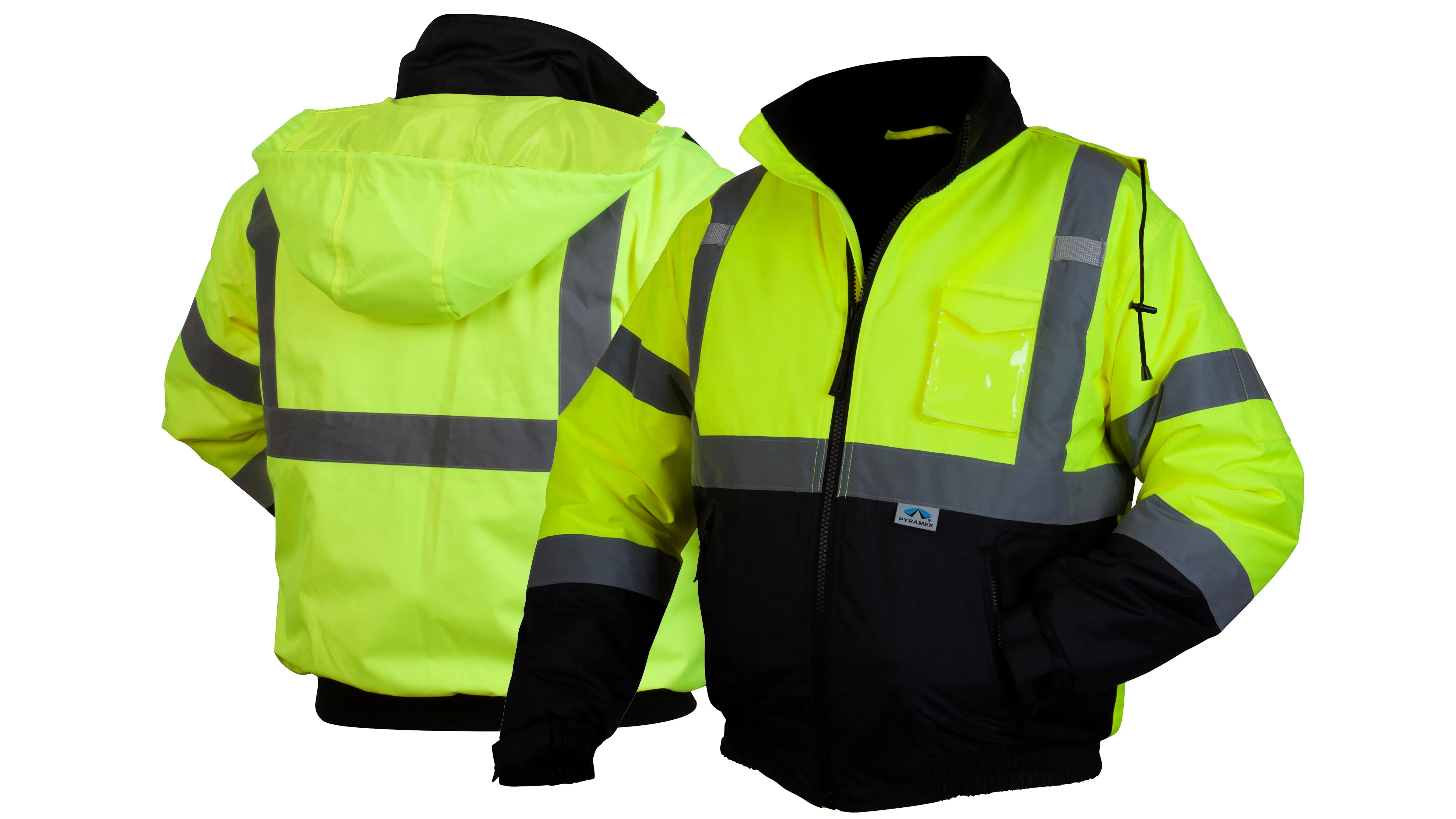 Pyramex RJ3210- Class 3,Type R: Hi Viz Lime Bomber Jacket With Quilted Lining