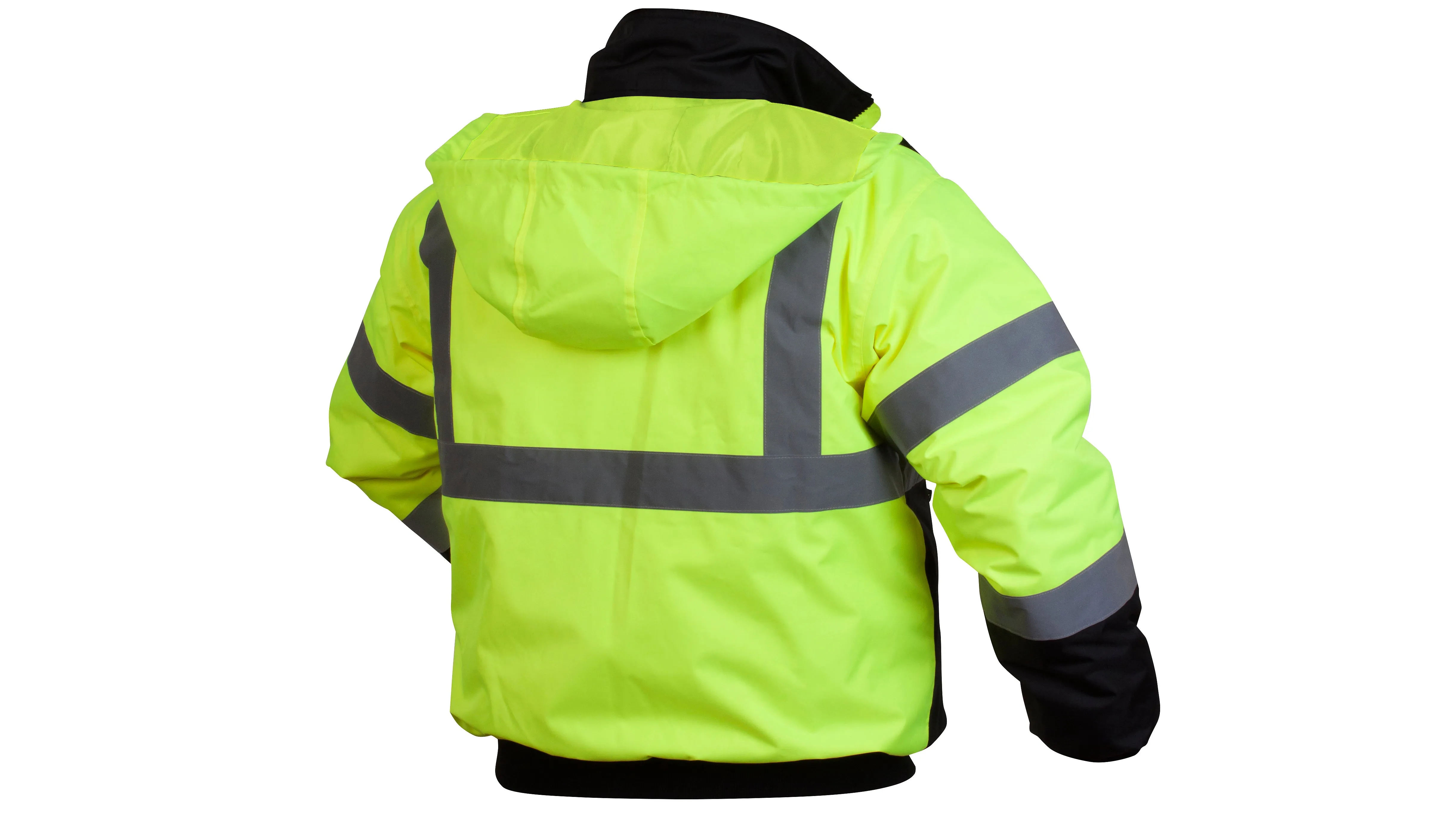 Pyramex RJ3210- Class 3,Type R: Hi Viz Lime Bomber Jacket With Quilted Lining