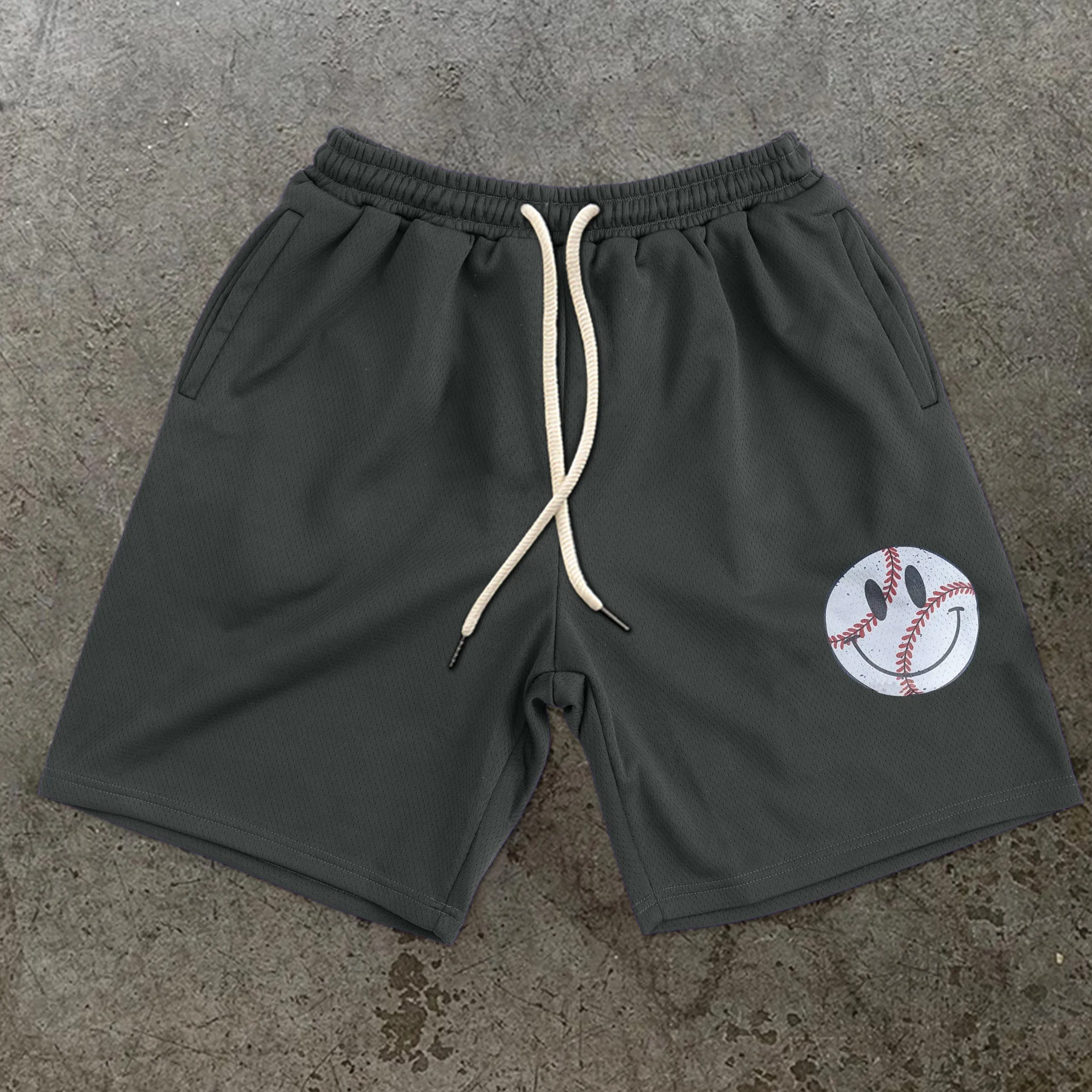 Retro Fashion Smiley Print Casual Shorts