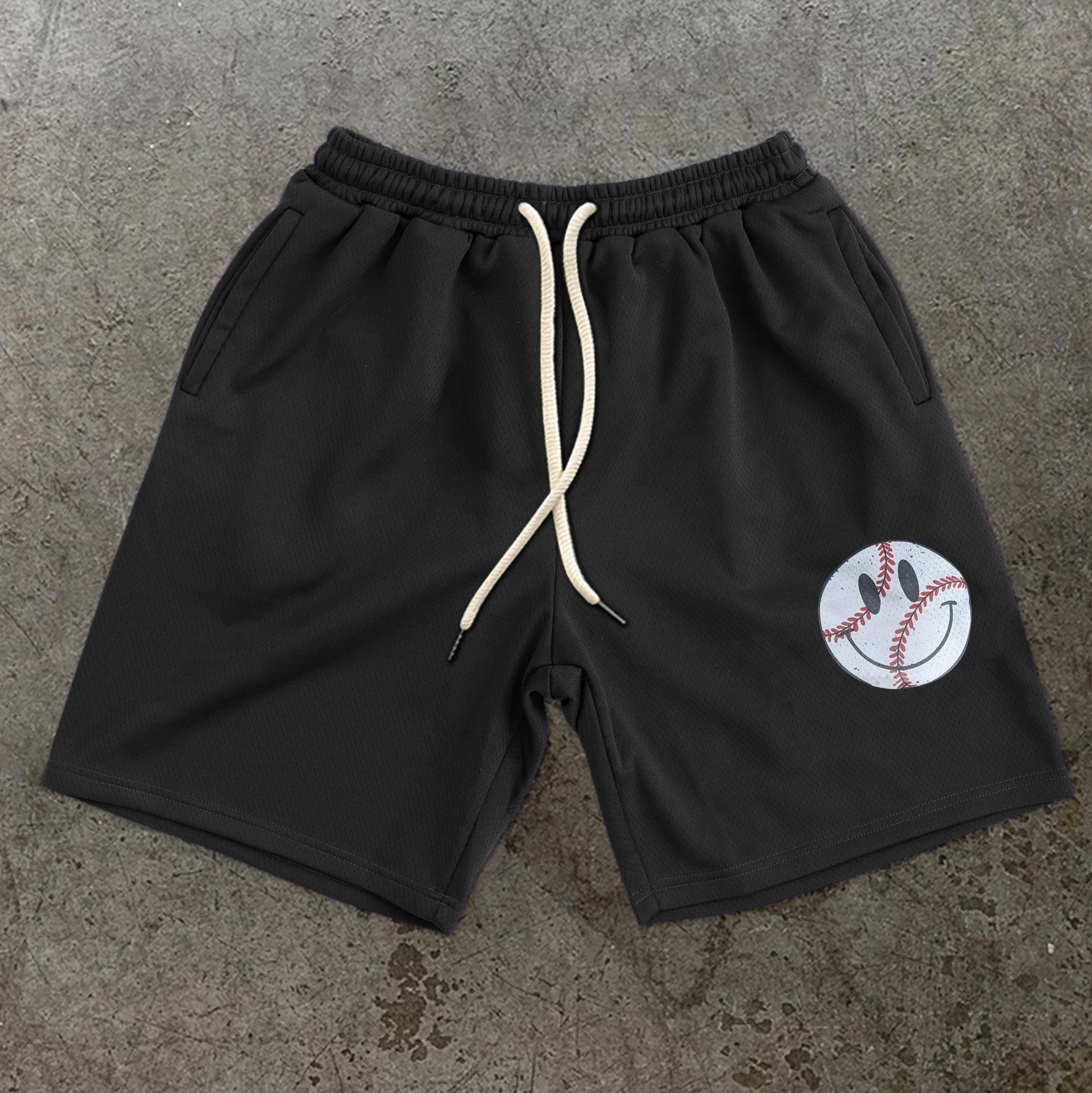 Retro Fashion Smiley Print Casual Shorts