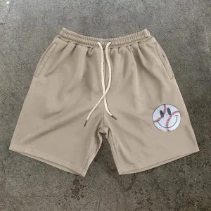 Retro Fashion Smiley Print Casual Shorts