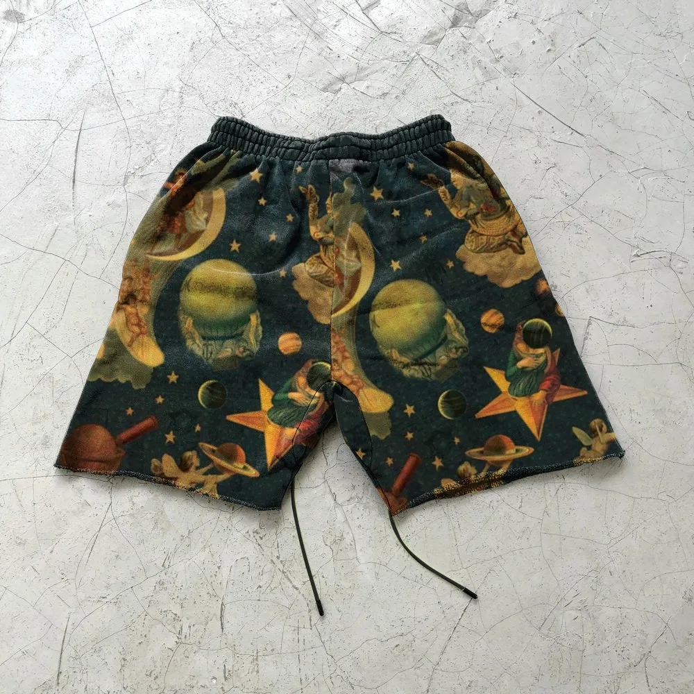 Rock retro print casual shorts
