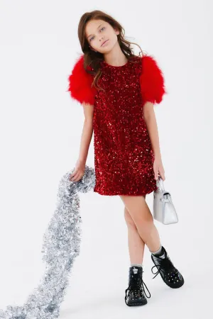 Ruby Red Feather Dress