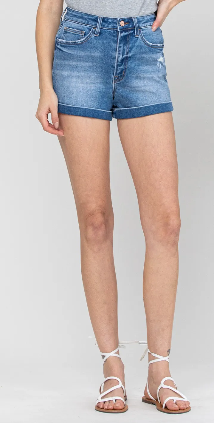 Self faced Cuff Denim Shorts-Clearance