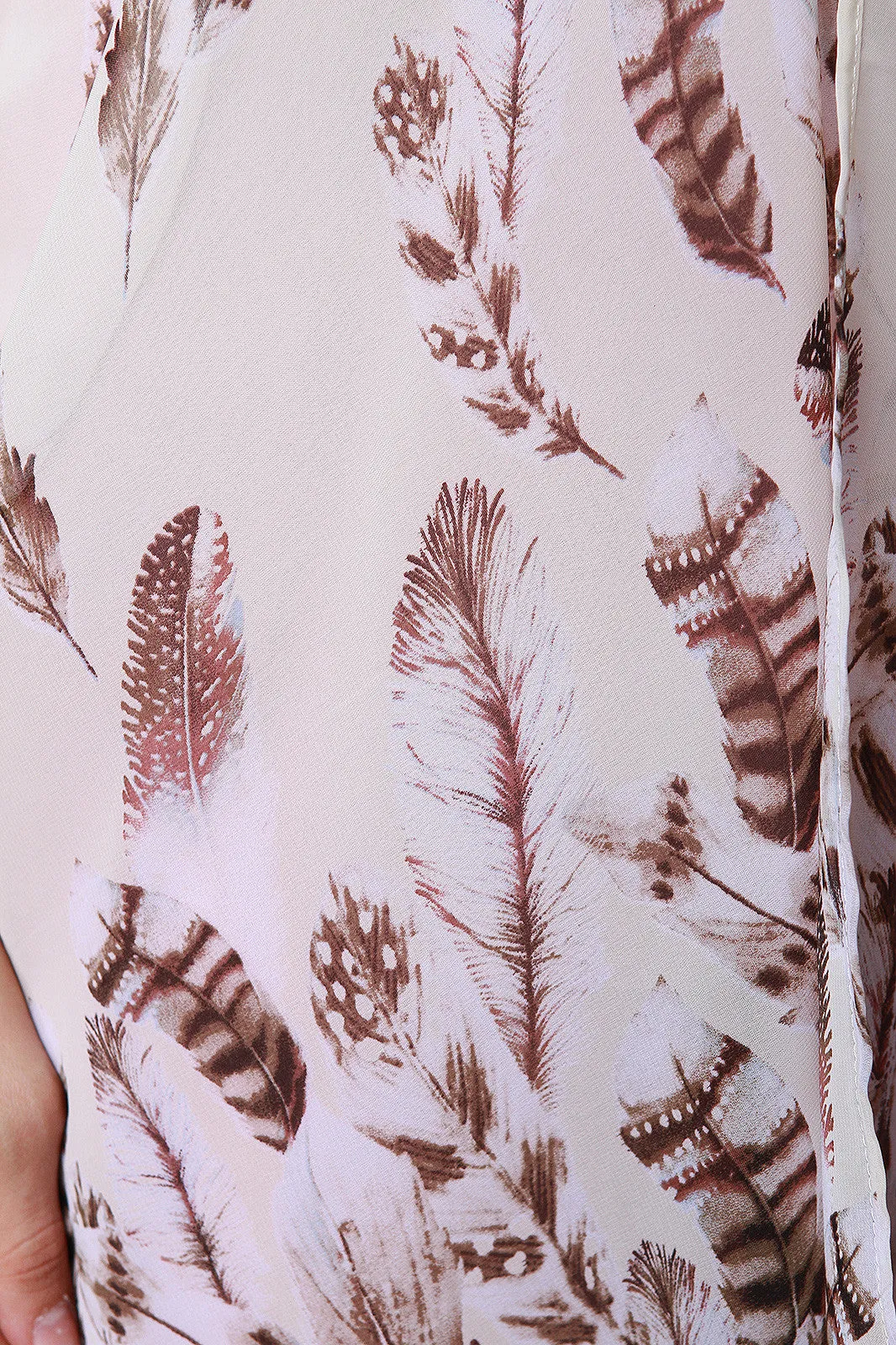 Semi-Sheer Feather Side Vent Lightweight Kimono