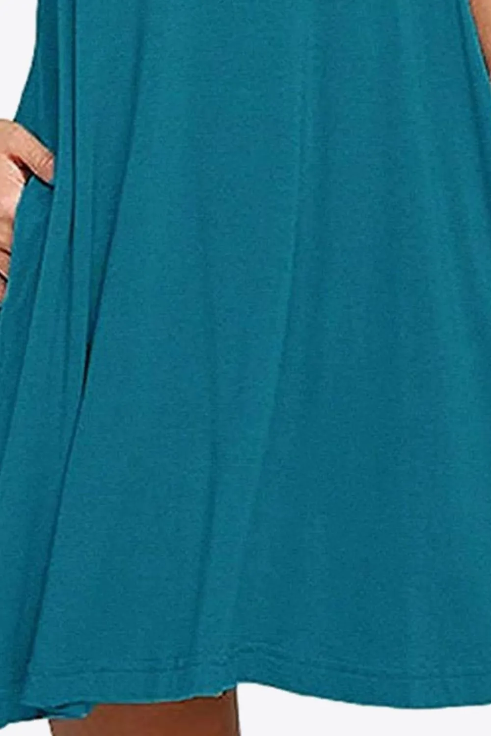 Sleeveless Dress with Pockets - Full Size Round Neck - Comfortable and Stylish
