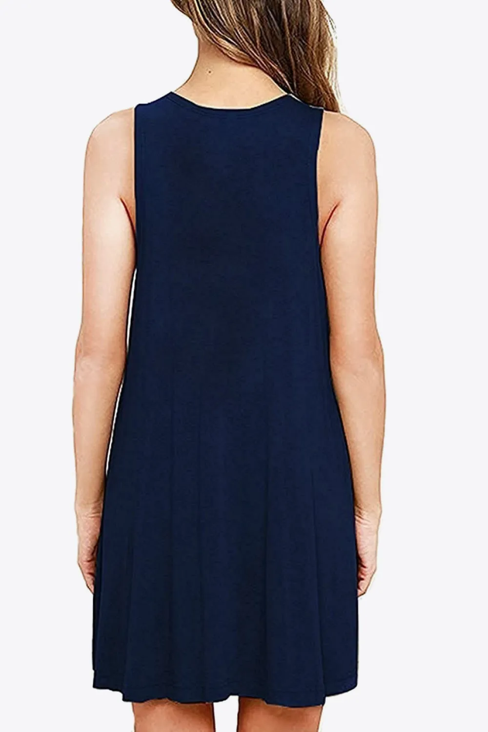 Sleeveless Dress with Pockets - Full Size Round Neck - Comfortable and Stylish