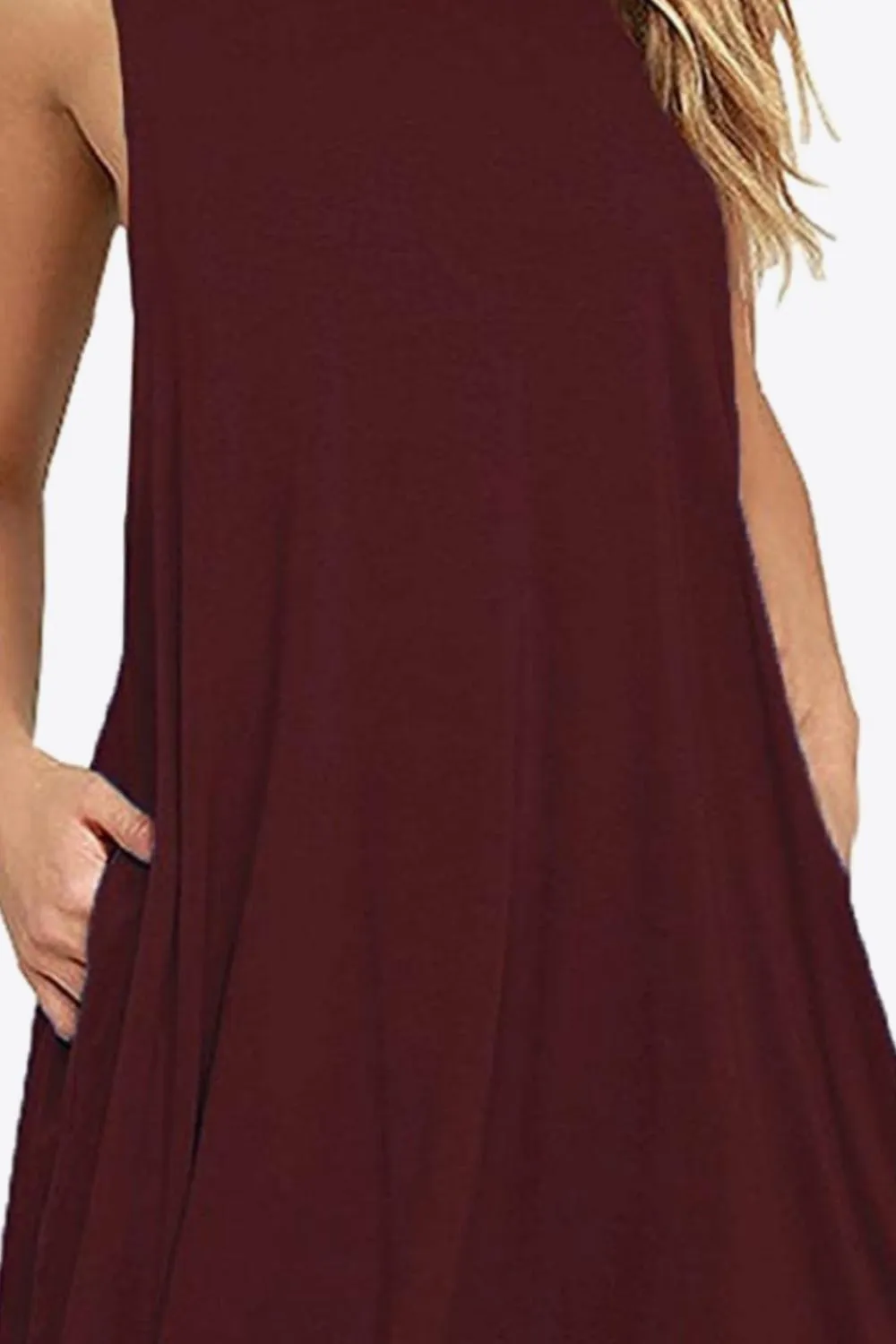 Sleeveless Dress with Pockets - Full Size Round Neck - Comfortable and Stylish